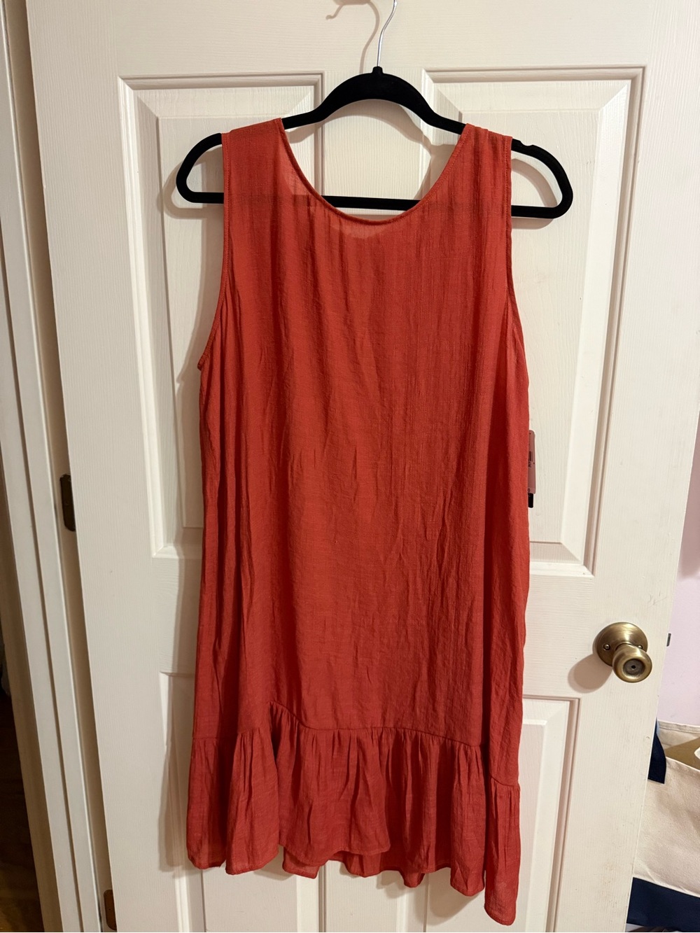 AGB Sleeveless Ruffle-Hem Shift Dress - Coral size xl